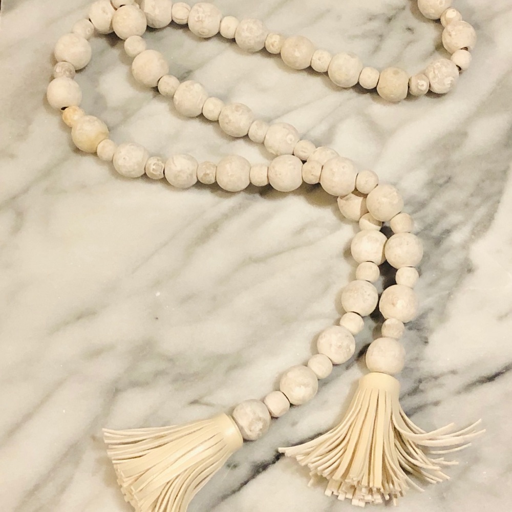 Kirkland’s Wood Bead Strand with Double Tassels